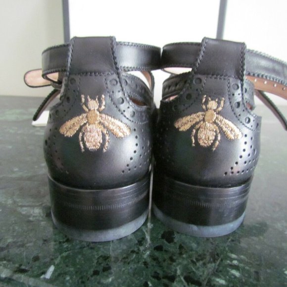 Gucci Iowa Queercore Block-heel Buckle Leather Brogue Shoes EU 37, US 36,5, UK 4 - Picture 3 of 11